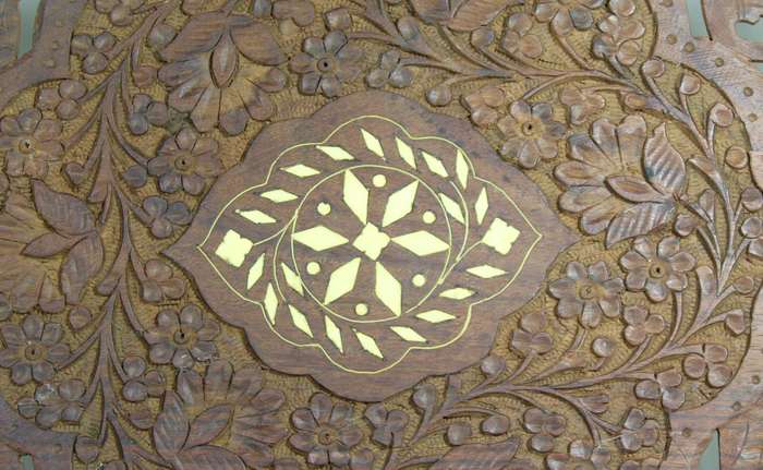 Large wooden tray with inlay