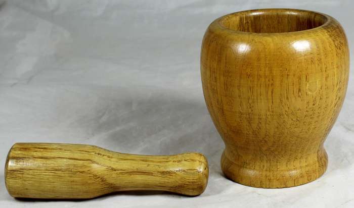 Wooden mortar & pestle