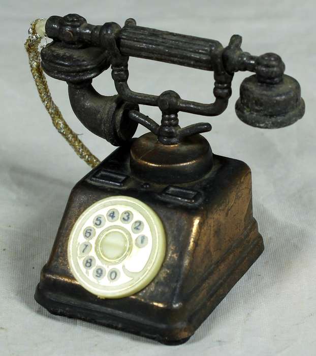 Miniature brass pencil sharpener - Vintage telephone