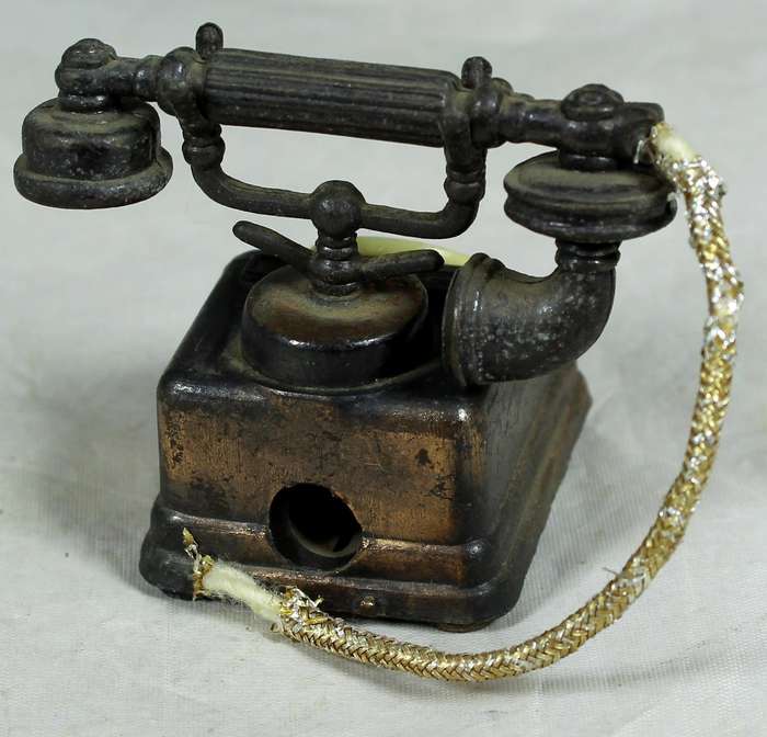 Miniature brass pencil sharpener - Vintage telephone