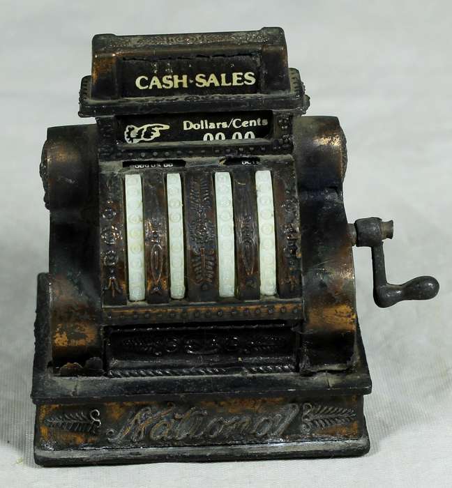 Miniature brass pencil sharpener - Vintage cash register