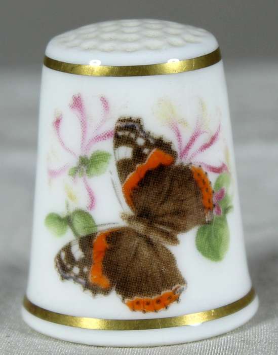 Bone China thimble - Butterflies - Royal Worchester