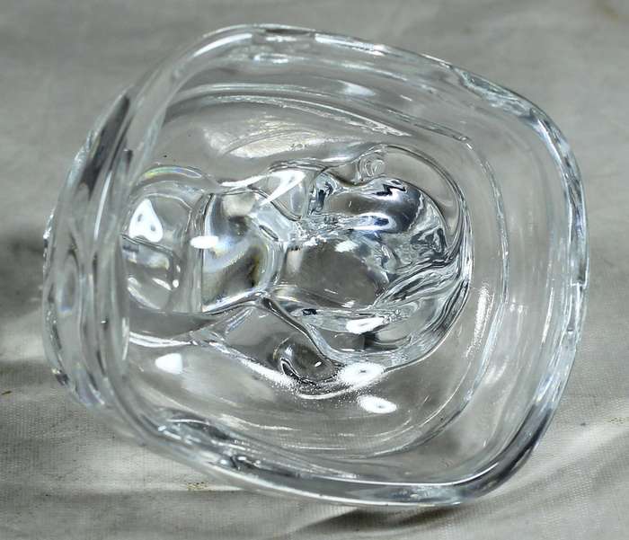 Small glass cat with ball paperweight
