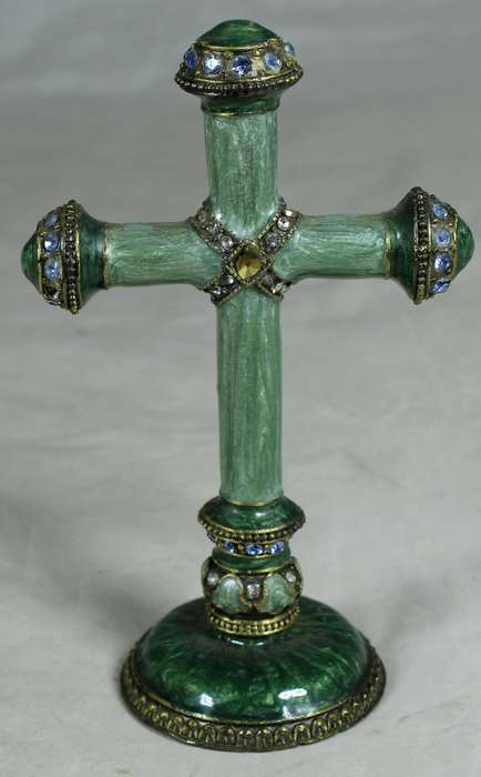 Bejeweled brass cross