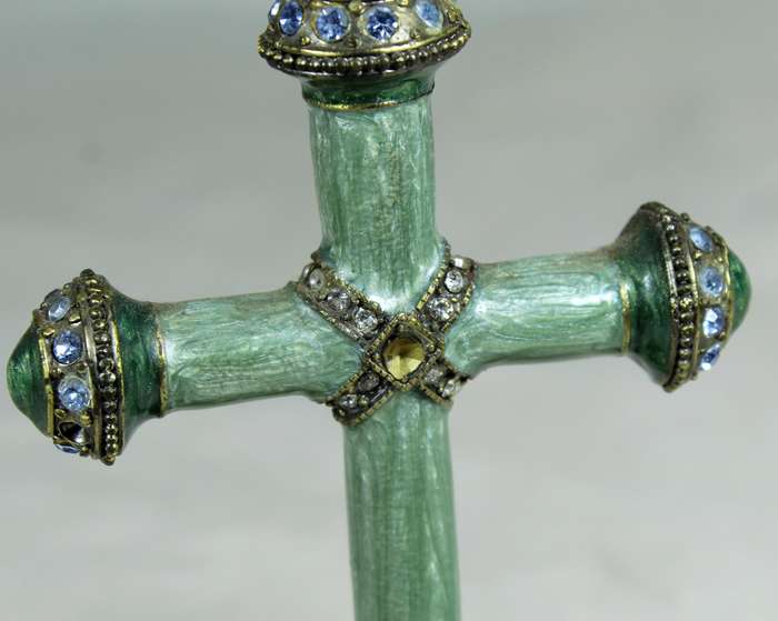 Bejeweled brass cross
