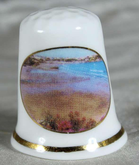 Bone China thimble - beach at Newquay