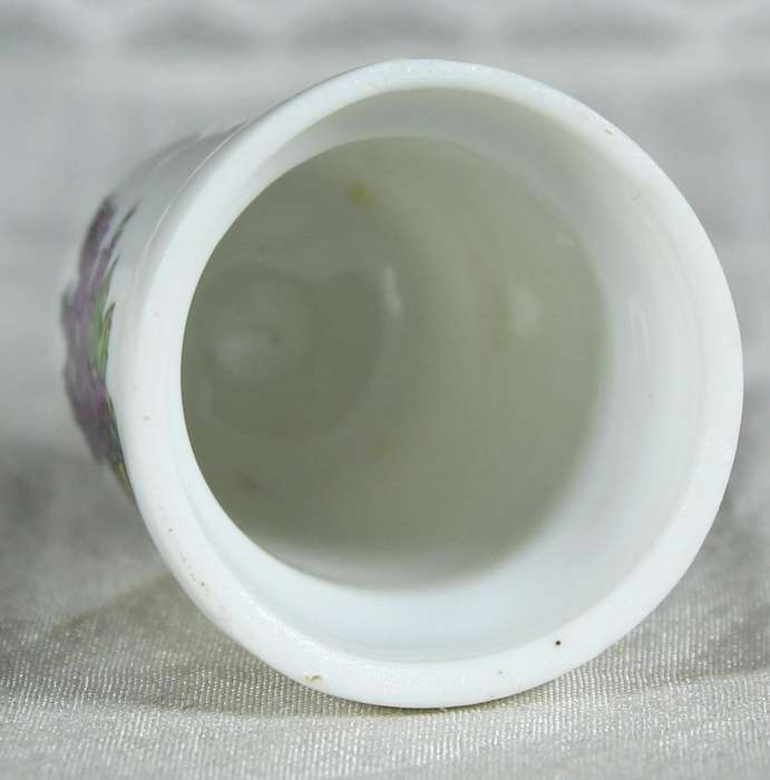 Bone China thimble - purple flowers