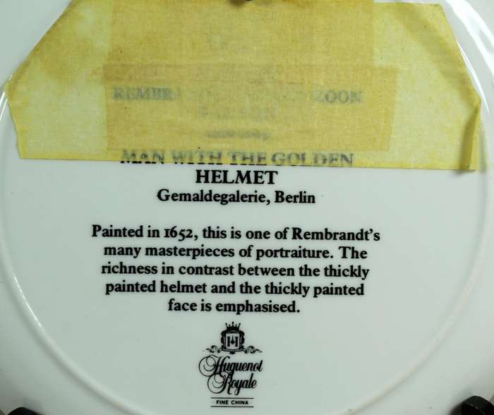 Huguenot Royale display plate - man with the golden helmet by Rembrandt