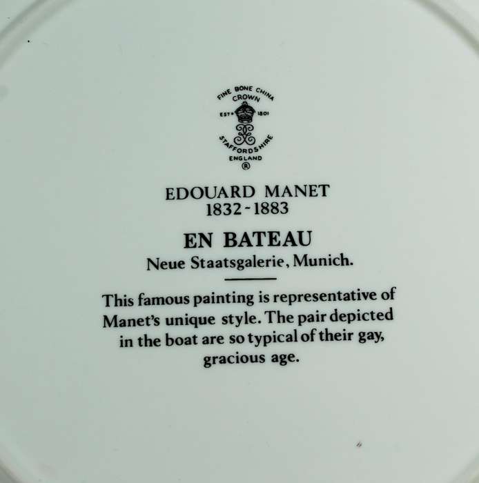 Crown Staffordshire display plate - En Bateau by Manet