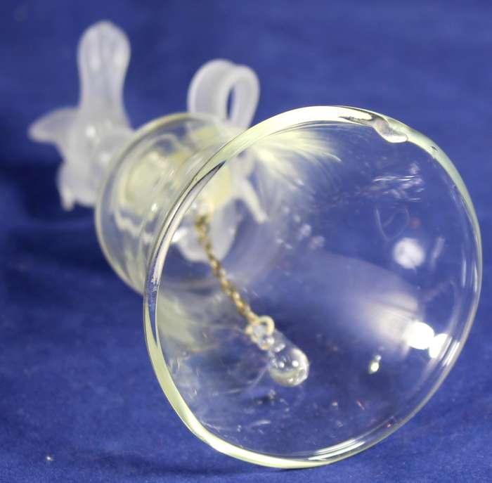 Glass bell with frosted dove and bow
