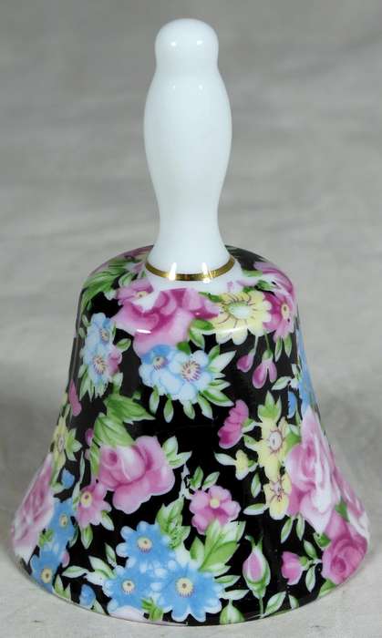 Porcelain bell - pink and blue flowers