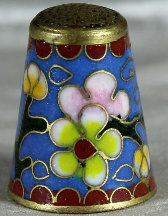 Cloissone thimble - flowers on a branch