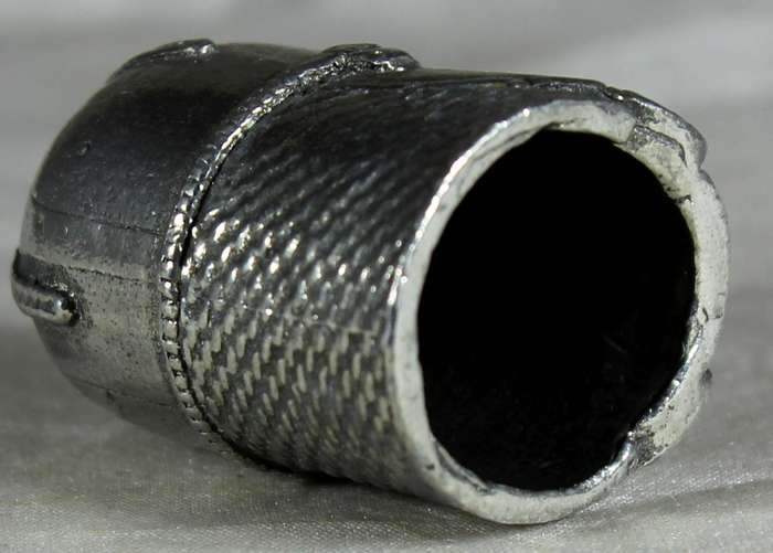 Pewter thimble of knights helmet