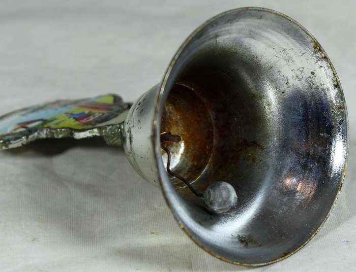 Souvenir silver plated bell - Queenstown with map of Africa