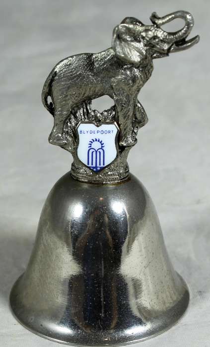 Souvenir silver plated bell - Blydepoort with elephant figure