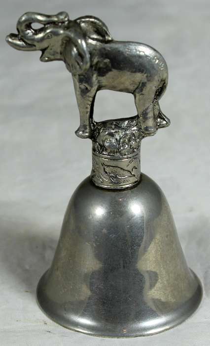 Silver plated bell with elephant figure
