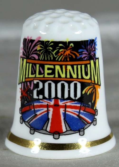 Bone China thimble - Millennium 2000 - Sights of Britain
