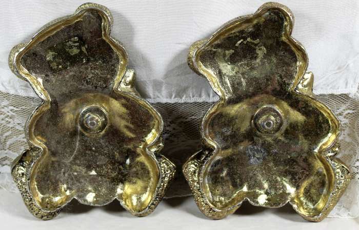 Pair of molded metal bear cabinet handles