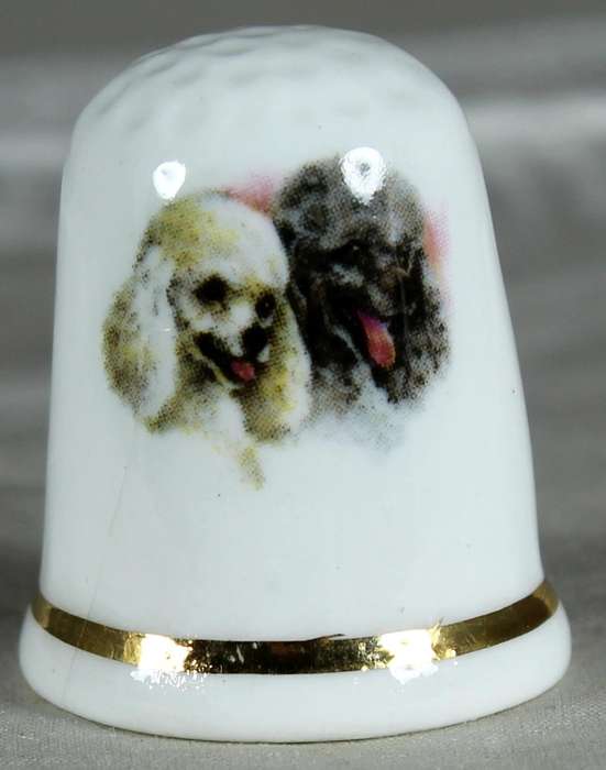 Bone China thimble - poodles - Peter Gosling