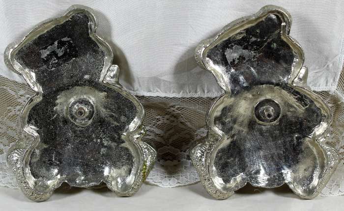 Pair of molded metal bear cabinet handles