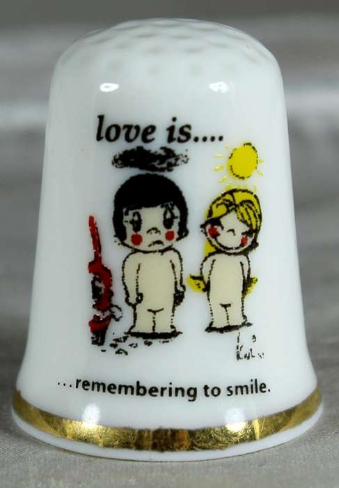 Bone China thimble - love is... remembering to smile