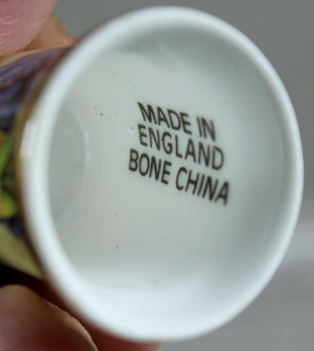 Bone China thimble - clown with a blue hat