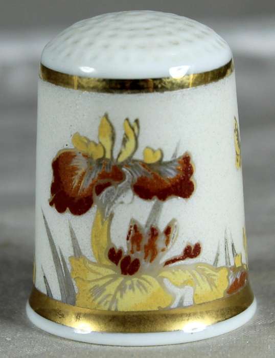 Bone China thimble - Hand painted flowers - Kiyomosa Japan
