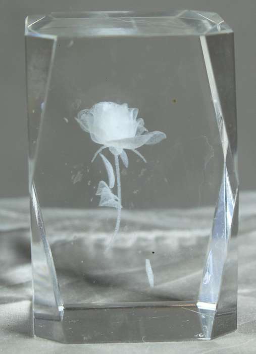 Etched rose paperweight