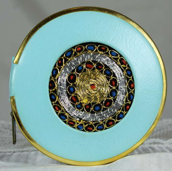Orient Israel - Powder compact - Embroided leather - Zipper case