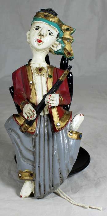 Burmese/Tibetan hand carved wooden musician