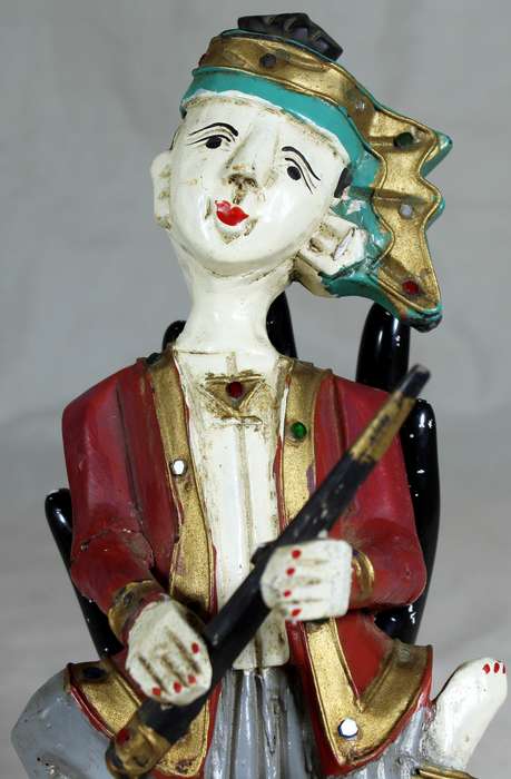 Burmese/Tibetan hand carved wooden musician