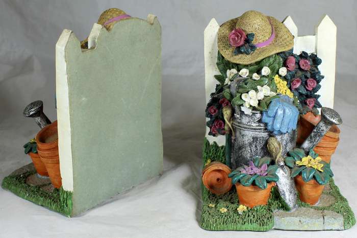 Heavy flower arrangements book-ends