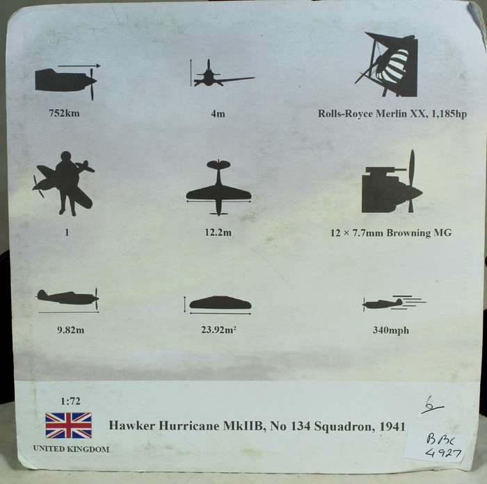 Amber Com diecast collection - Hawker Hurricane MK11B