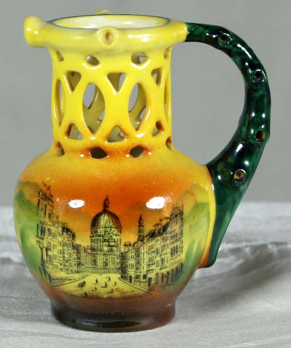 Miniature vase with painted city scene