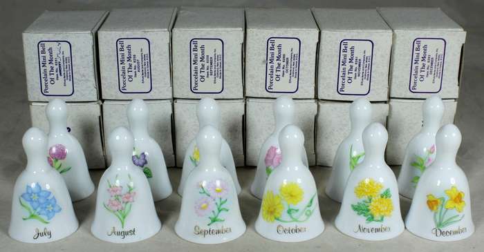 Russ  - Porcelain mini - Bell of the month - Set of 12