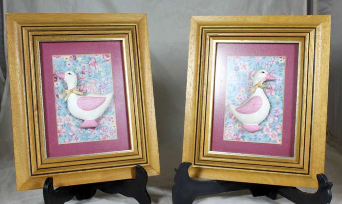 Pair of ceramic framed ducks