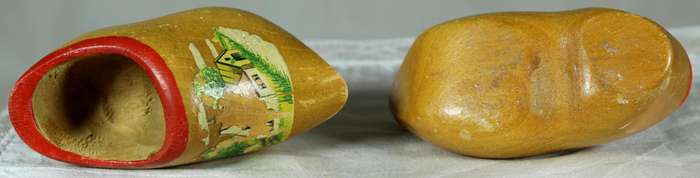 Pair of mini wooden Dutch shoes