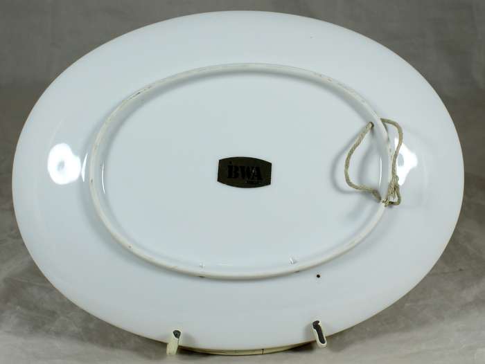 BWA display plate with purple and yellow flowers