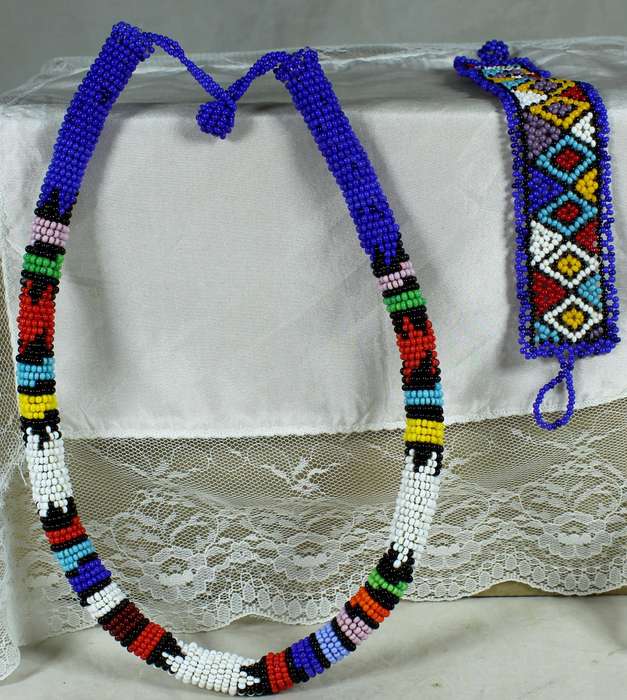 Beaded necklace and wristband