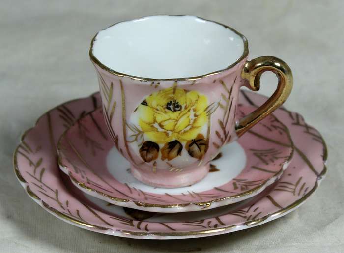 Small pink trio with yellow flowers