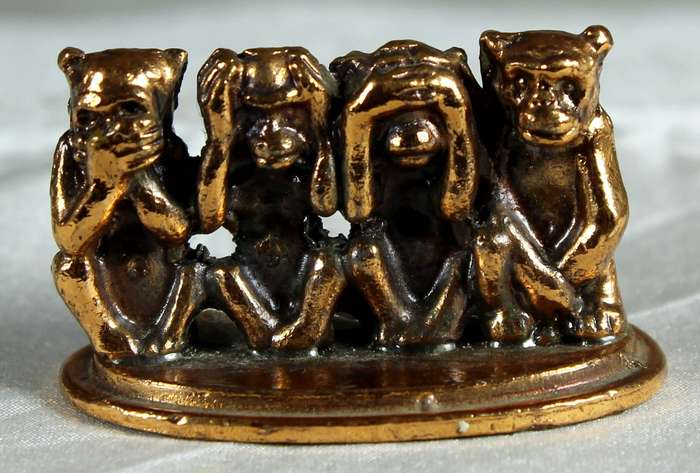 Miniature copper plated - Hear-See-Speak-Do No Evil