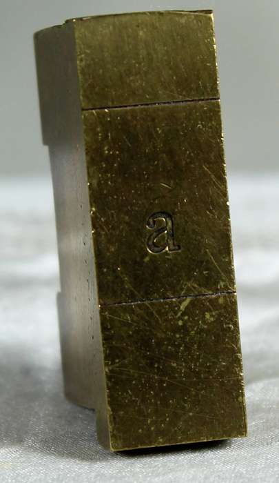 Vintage letter press brass printing block - a letter