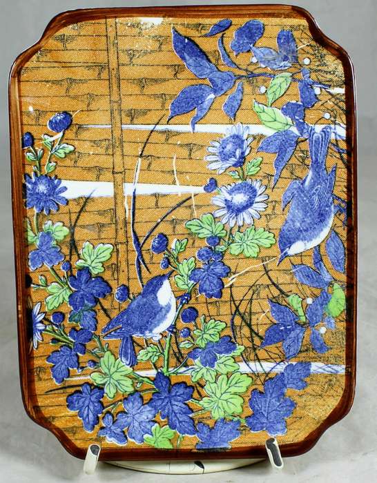Display plate with blue birds & flowers