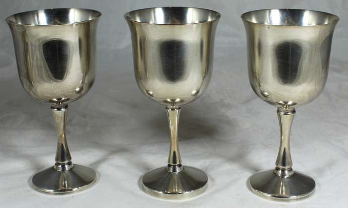Three EMESS - Silver plated wine goblets