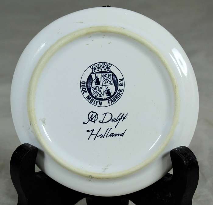 Small blue & white display plate - windmill - Delft Oude Molen