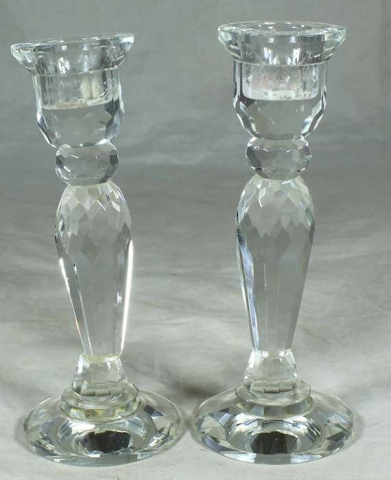 Pair of crystal candle holders