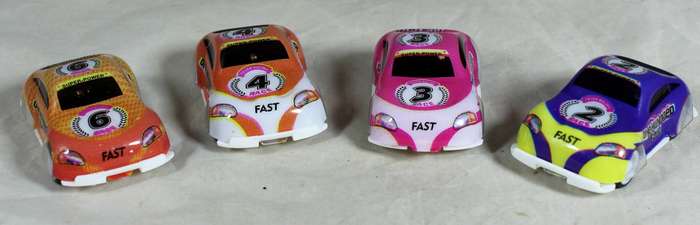 Mini set of four pull back rally cars