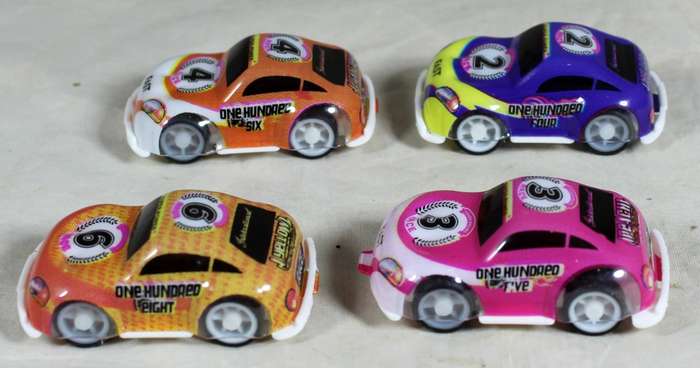 Mini set of four pull back rally cars
