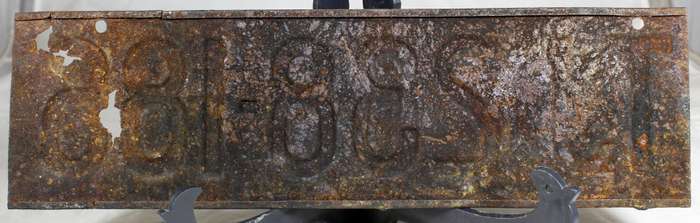 Vintage rusted TJ number plate