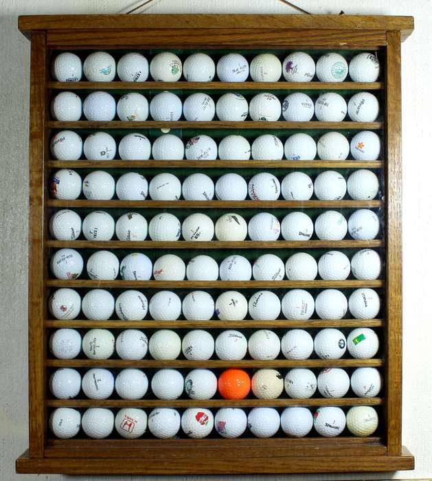 Golf balls framed display of 100 balls